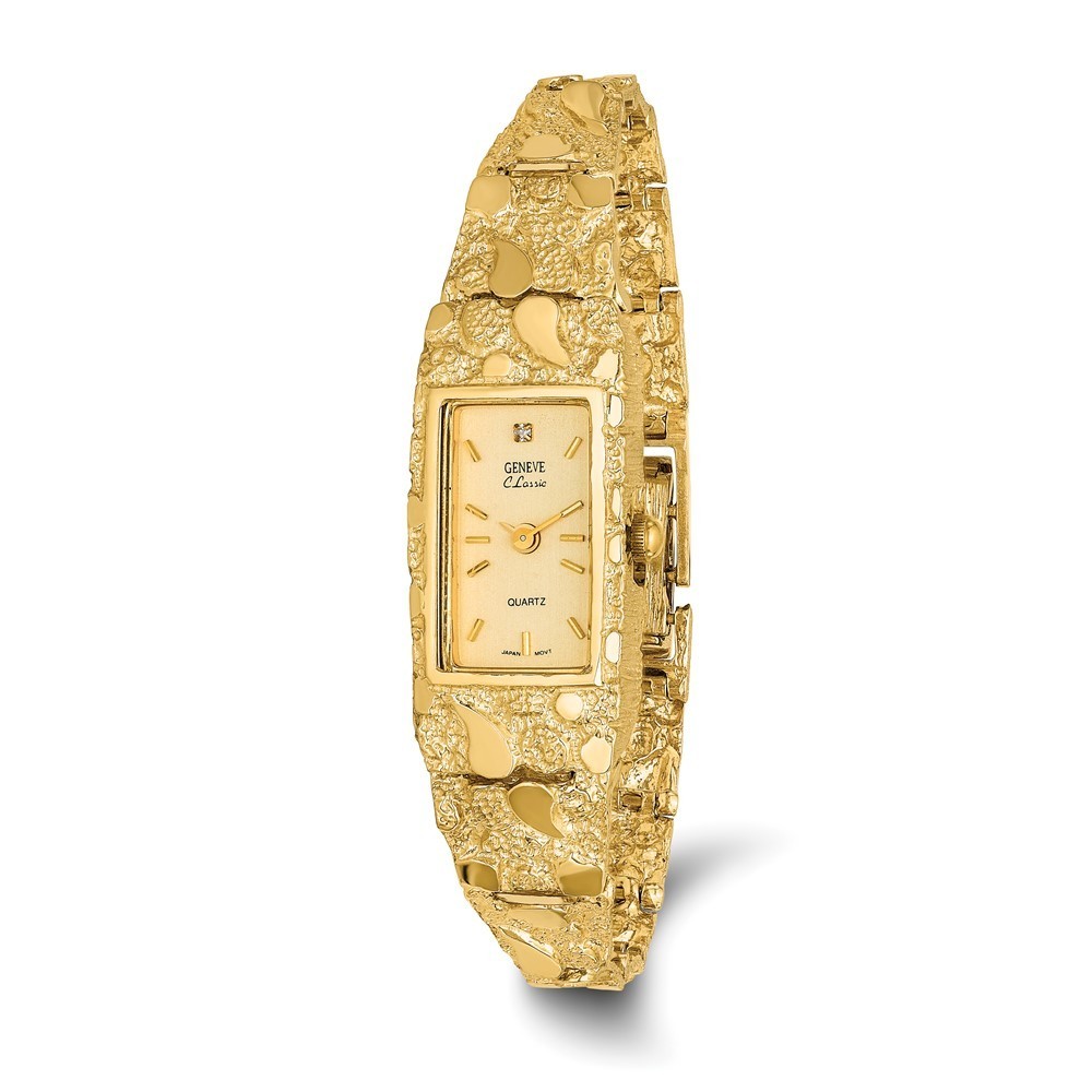10k Yellow Gold Champagne 15x31mm Dial Rectangular Face Nugget Watch